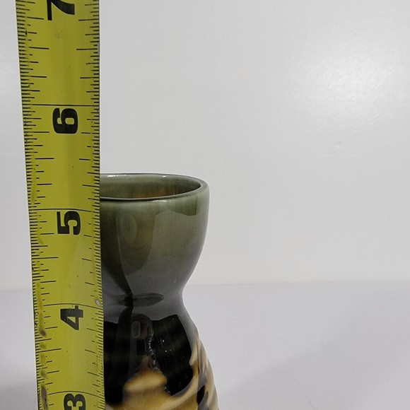 Ceramic Japanese Sake Bottle Brown Green 5 Inches Tall - Picture 6 of 6